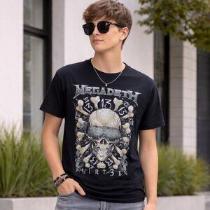 Philcos Megadeth Graphic Band T-Shirt Black Size M Skull Print